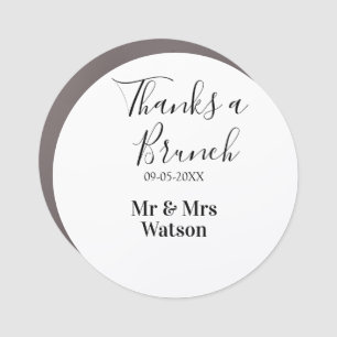 Thanks a brunch post wedding name date simple car magnet