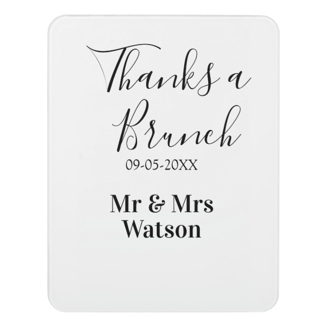 Thanks a brunch post wedding name date simple  door sign (Contemporary Vert)