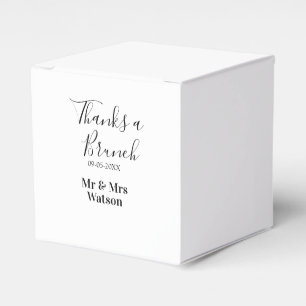 Thanks a brunch post wedding name date simple  favor boxes