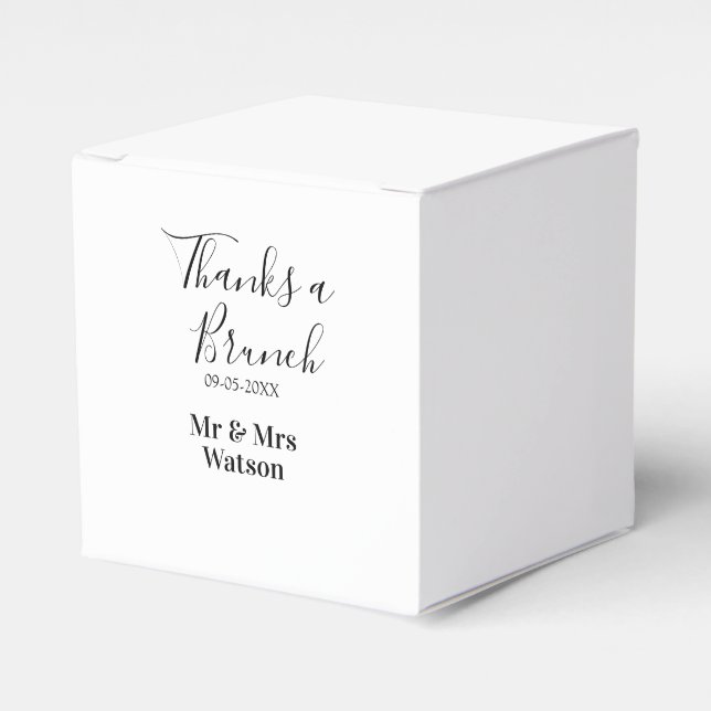 Thanks a brunch post wedding name date simple  favor boxes (Front Side)