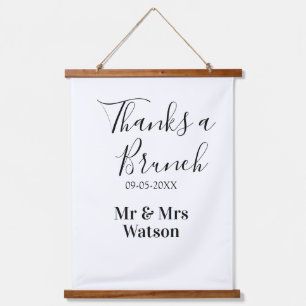 Thanks a brunch post wedding name date simple hanging tapestry