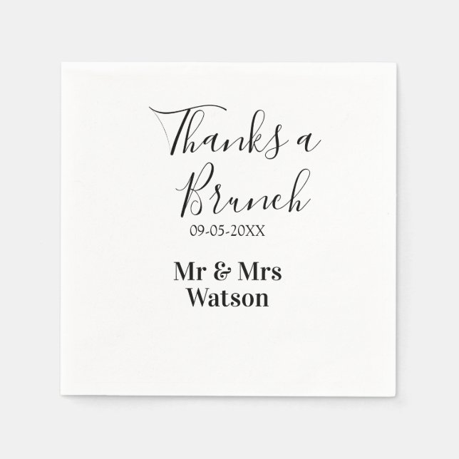 Thanks a brunch post wedding name date simple  napkins (Front)