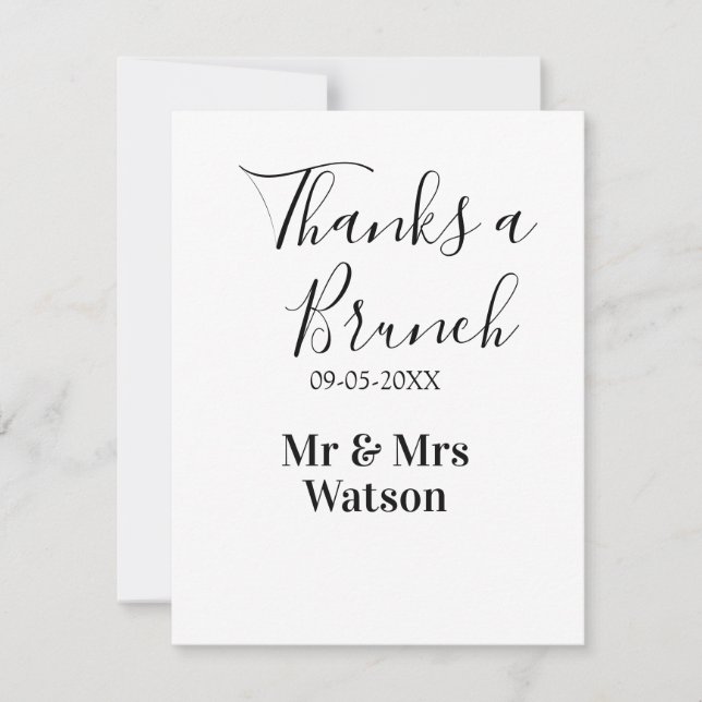 Thanks a brunch post wedding name date simple  note card (Front)