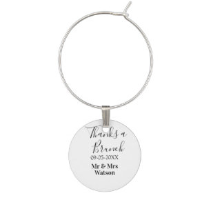 Thanks a brunch post wedding name date simple wine charm