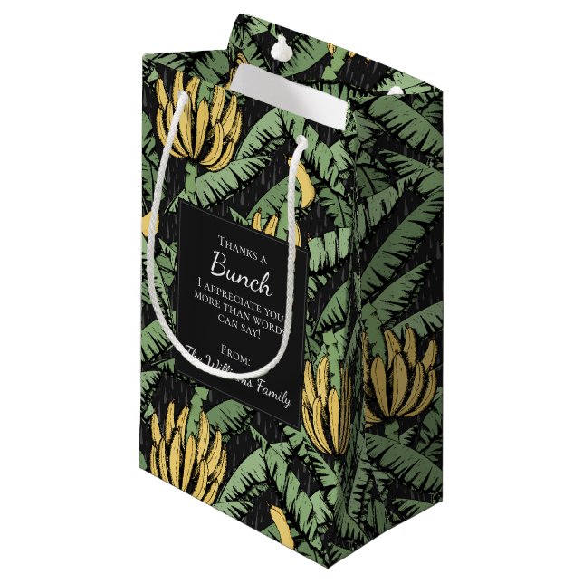Thanks a Bunch Black Banana Hand Drawn Small Gift Bag (Front Angled)
