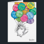 THANKS A BUNCH CARD<br><div class="desc">A cheerful cat with many colorful balloons is carried away with gratitude.</div>
