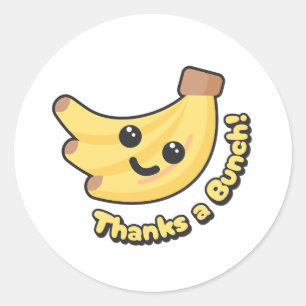 Thanks a bunch! Cute and punny banana cartoon Classic Round Sticker
