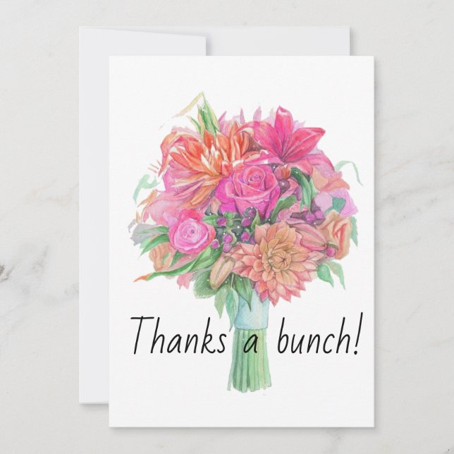 Thanks A Bunch Floral Bouquet Thank You Card (Front)