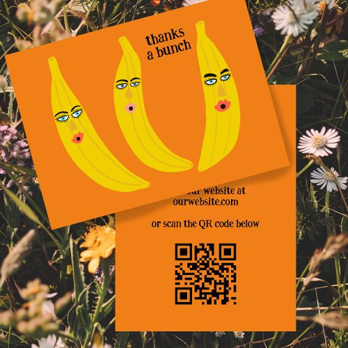 THANKS A BUNCH Funny Bananas ORDER THANK YOU QR Business Card