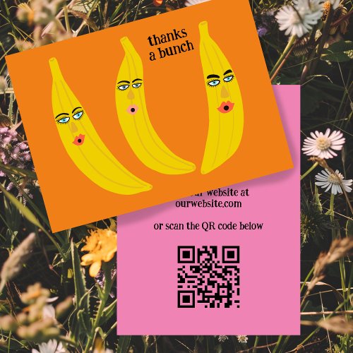 THANKS A BUNCH Funny Bananas ORDER THANK YOU QR Business Card