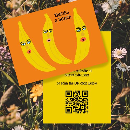 THANKS A BUNCH Funny Bananas ORDER THANK YOU QR Business Card