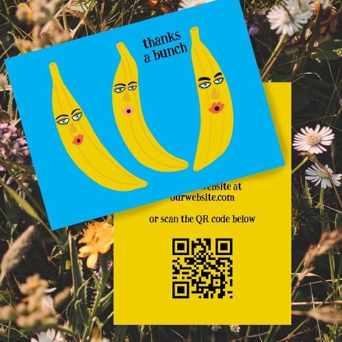 THANKS A BUNCH Funny Bananas ORDER THANK YOU QR Business Card