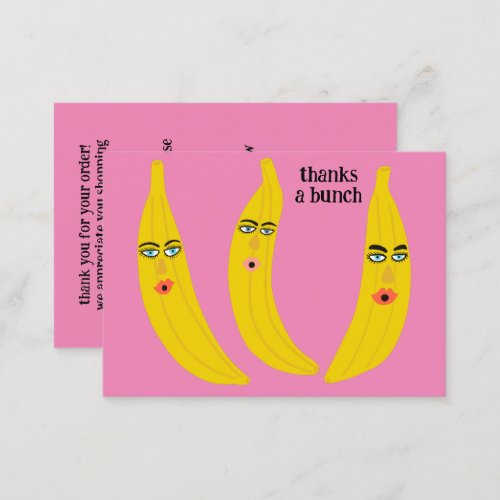 THANKS A BUNCH Funny Bananas ORDER THANK YOU QR Business Card