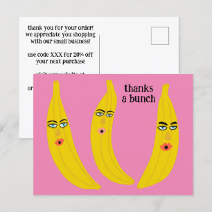 THANKS A BUNCH Funny Bananas ORDER THANK YOU QR Postcard