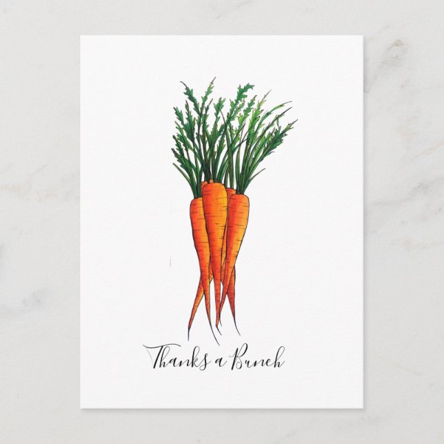 Thanks a Bunch of Carrots Orange Vegetable Postcard (Front)