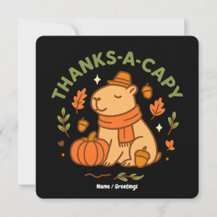 Thanks-a-Capy Cute Capybara Thanksgiving Retro Invitation