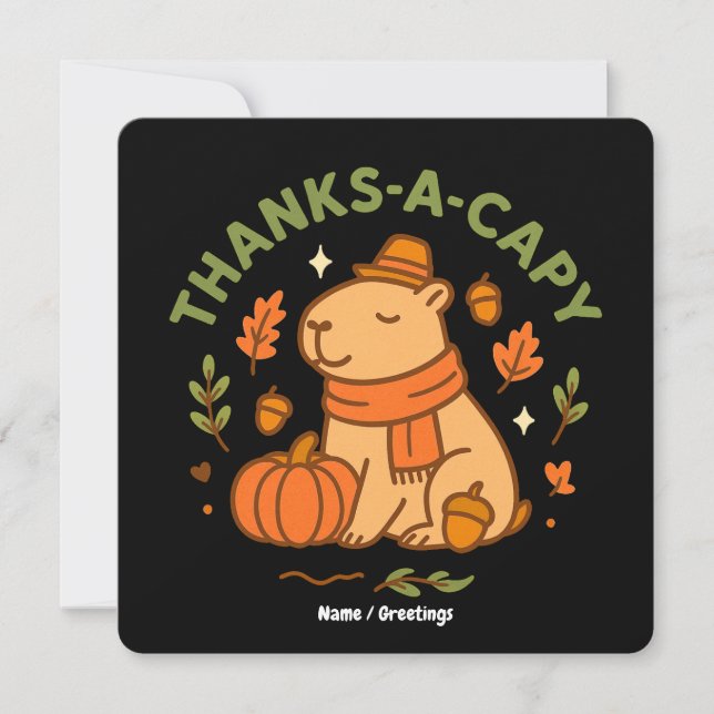 Thanks-a-Capy Cute Capybara Thanksgiving Retro  Invitation (Front)