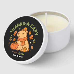 Thanks-a-Capy Cute Capybara Thanksgiving Retro Mini Candle Favors