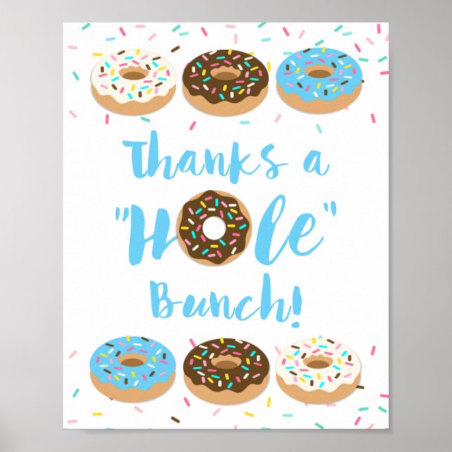 Thanks a Hole Bunch Blue Donut Favor Sign (Front)