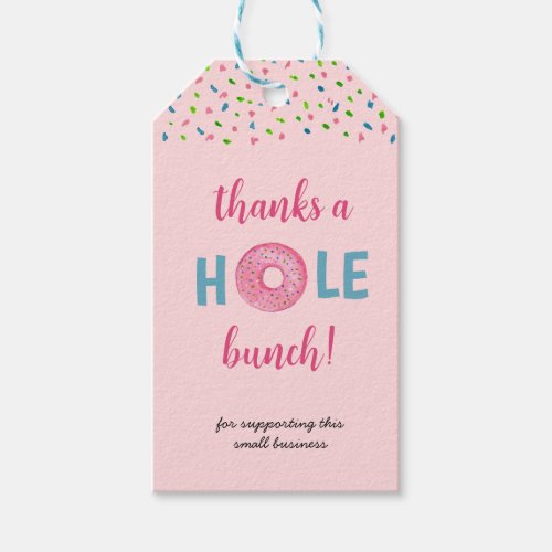 Thanks a Hole Bunch cute watercolor donut  Gift Tags