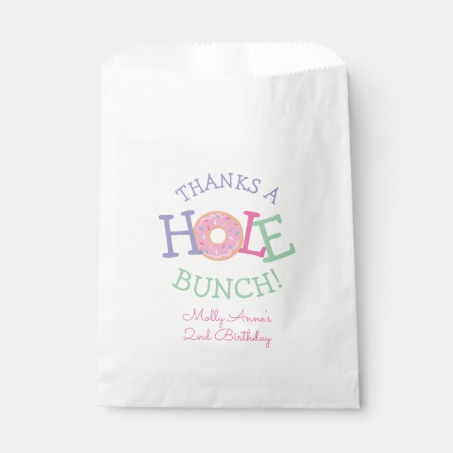Thanks a Hole Bunch Donut Birthday Party Favor Bag (Front)