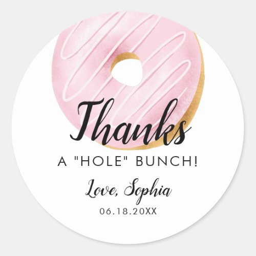 Thanks A HOLE Bunch Donut Birthday Party Favor Classic Round Sticker