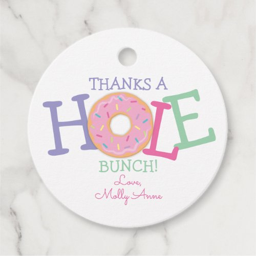 Thanks a Hole Bunch Donut Birthday Party Favor Favor Tags