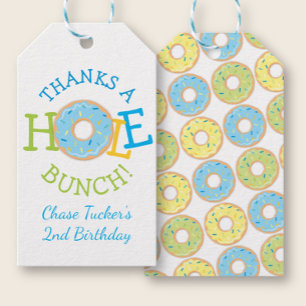 Thanks a Hole Bunch Donut Boy Birthday Party Favor Gift Tags