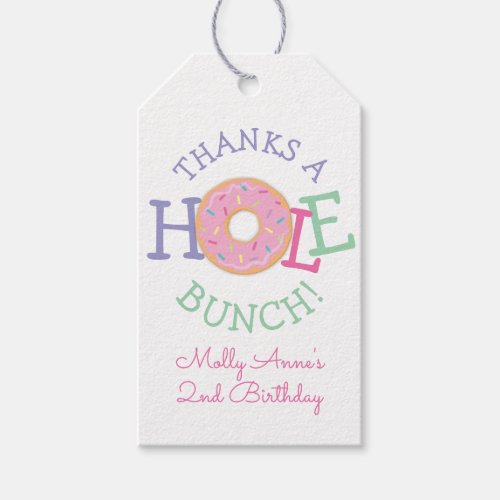 Thanks a Hole Bunch Donut Girl Birthday Favor Gift Tags