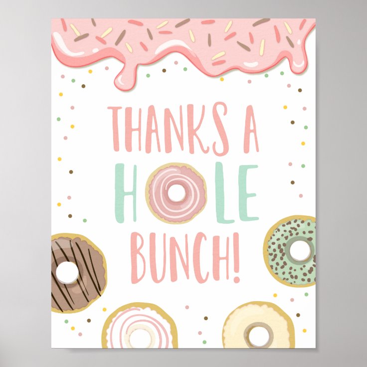 Thanks a Hole Bunch Donut Girl Birthday Party Sign Zazzle