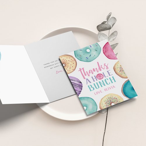 Thanks A Hole Bunch  Personalized Donut Thank You Card