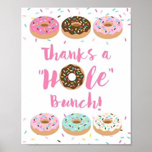 Thanks a Hole Bunch Pink Donut Sprinkle Sign