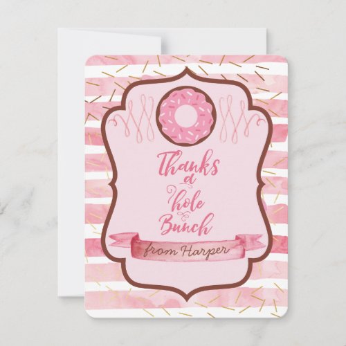 Thanks a Hole Bunch Pink Donut Thank You Cards