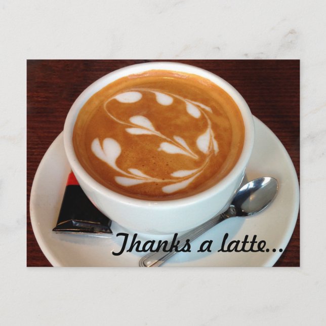 Thanks a latte art hearts postcard (Front)