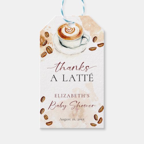 Thanks a Latté Baby Shower Brewing Coffee Theme Gift Tags