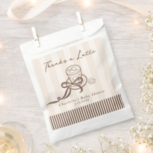 Thanks a Latte Bebe Cafe Hnad drawn Baby Shower Favor Bag