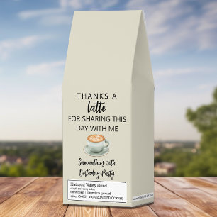 Thanks a Latte Birthday party Favor Roasted Coffee
