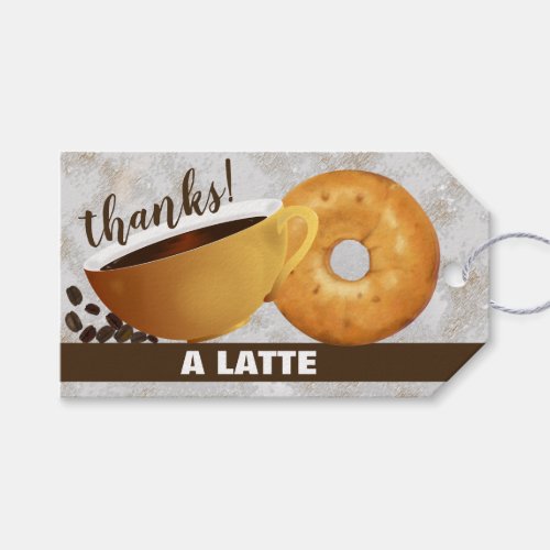 Thanks A Latte Coffee and Bagel  Thank You Gift Tags