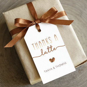 Thanks A Latte Coffee Baby Shower Thank You Gift Tags