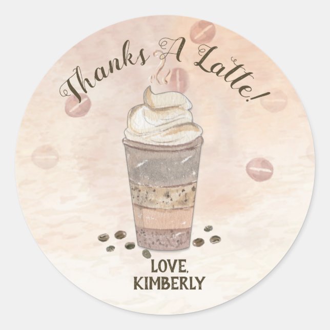 Thanks a Latte Coffee Classic Round Sticker (Front)