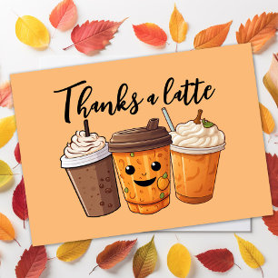 Thanks A Latte Coffee Letterpress Thank You Card