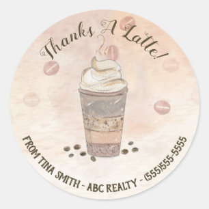 Thanks a Latte Coffee Pop By Classic Round Sticker