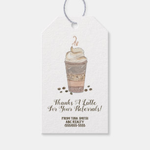 Thanks a Latte Coffee Referral Pop By Gift Tags