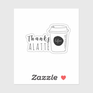 Thanks a latte coffee shop logo sticker