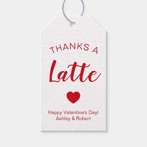 Thanks a Latte Coffee Tags for Valentines Day Tag