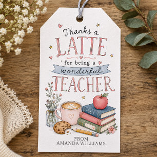 Thanks a Latte Coffee Teacher Appreciation Gift Tags