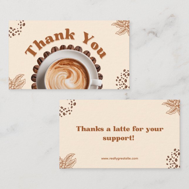 Thanks a Latte Coffee Thank You Card (Front/Back)