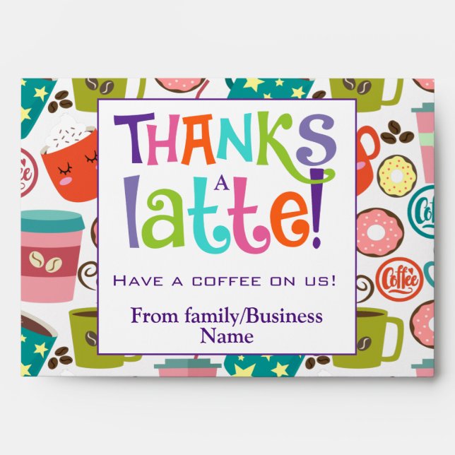 Thanks A Latte Coffee Thank You Cash Gift  Envelope (Front)