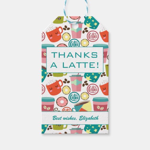 Thanks A Latte Coffee Thank You Gift Tags