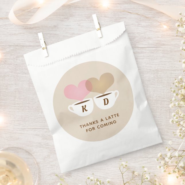 Thanks A Latte Custom Wedding Monogram Initials Favor Bag (Clipped)